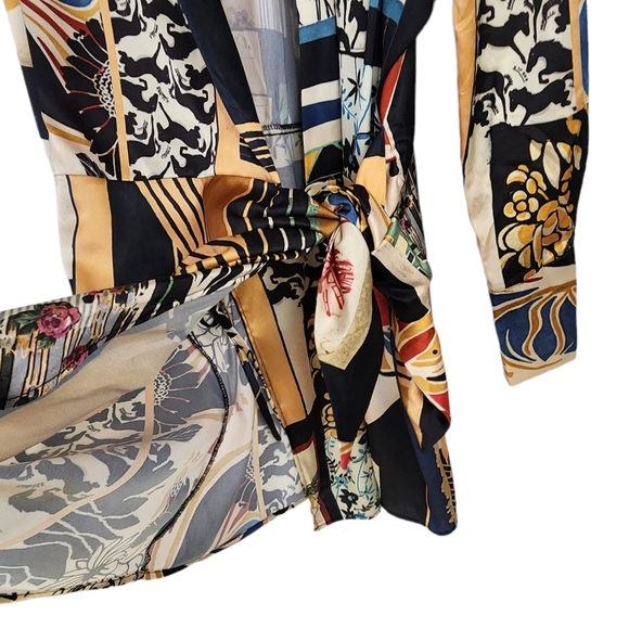 Short wrap dress swim coverup shirt style long sleeves size 14/16 - Picture 8 of 8